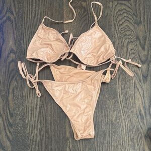 Skims PVC Patent Nude Bikini Set Small